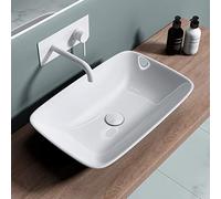 Sogood Lavabo vasque à poser blanc 59cm lave main Bruxelles159 58,5x37x12cm