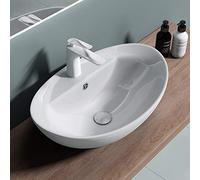 Sogood Lavabo vasque à poser blanc 59cm lave main Bruxelles302 59x39x21cm