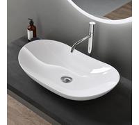 Sogood Lavabo vasque à poser blanc 63cm lave main Bruxelles858 63x36,5x14cm