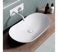 Sogood Lavabo vasque à poser blanc mat 63cm lave main Bruxelles858 63x36,5x14cm