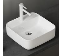 Sogood Lavabo Vasque à Poser en Céramique Rectangulaire Blanc 385x385x140 mm Brüssel107