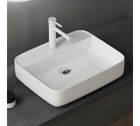 Sogood Lavabo Vasque à Poser en Céramique Rectangulaire Blanc 500x400x135 mm Brüssel107