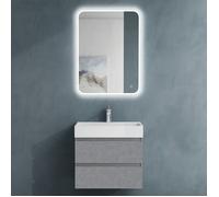 Sogood Meuble de Salle de Bain Argent Ensemble de 3 Pièces Meuble avec Lavabo et Bonde avec Miroir 60x38x56cm Design Verona F026