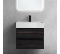 Sogood Meuble de Salle de Bain Gris Foncé Ensemble de 2 Pièces Meuble avec Lavabo et Bonde 60x38x56cm Design Verona F127