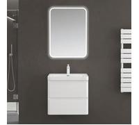 Sogood Meuble de Salle de Bain Suspendus Blanc 60x42x55cm Ensemble de 3 Pièces Meuble avec Lavabo et Miroir Design Lucca