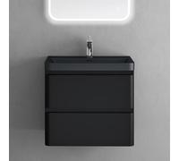 Sogood Meuble de Salle de Bain Suspendus Noir Mat 60x42x55 cm Ensemble de 2 Pièces Meuble avec Lavabo Design Lucca