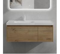 Sogood Meuble de Salle de Bains Marron Clair Ensemble de 2 Pièces Meuble Suspendu avec Lavabo 100cm avec Soft-close Design Salerno