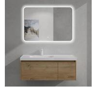 Sogood Meuble de Salle de Bains Marron Clair Ensemble de 3 Pièces avec Lavabo et Miroir LED 100cm avec Soft-Close Salerno