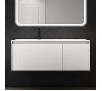 Sogood Meuble de Salle de Bains Suspendu 120x50x46 cm avec Lavabo Ensemble de 2 Pièces Vasque et Meuble sous Vasque Blanc Design Santa