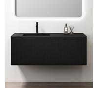 Sogood Meuble de Salle de Bains Suspendu 120x50x46 cm avec Lavabo Ensemble de 2 Pièces Vasque et Meuble sous Vasque Noir Mat Design Santa