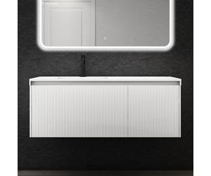 Sogood Meuble de Salle de Bains Suspendu 120x50x46 cm avec Lavabo Ensemble de 2 Pièces Vasque et Meuble sous Vasque Blanc Design Santa
