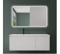 Sogood Meuble de Salle de Bains Suspendu 120x50x46 cm avec Lavabo Ensemble de 3 Pièces Vasque LED Miroir Meuble sous Vasque Blanc Design Santa
