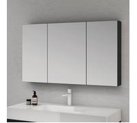 Sogood® Meuble Murale Salle de Bains avec Miroir Placard de Rangement Réglable Anthracite Mat en Bois 3 Portes 120x15x70 cm