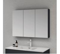 Sogood® Meuble Murale Salle de Bains avec Miroir Placard de Rangement Réglable Anthracite Mat en Bois 3 Portes 100x15x70 cm
