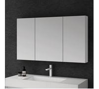Sogood® Meuble Murale Salle de Bains avec Miroir Placard de Rangement Réglable Blanc Mat en Bois 3 Portes 120x15x70 cm