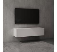 doporro Meuble TV Bas 120x40,2x30cm Armoire TV Blanc Mat Table de Télévision Salon avec Porte Meuble TV Suspendu MBTV02