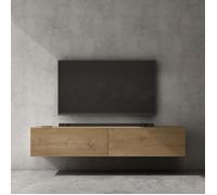 Sogood Meuble TV Bas 160 cm Armoire TV Marron Clair Table de Télévision Salon avec 2 Portes Meuble TV Suspendu MBTV02