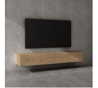 Sogood Meuble TV Bas 200 cm Armoire TV Marron Clair Table de Télévision Salon avec Portes Meuble TV Suspendu MBTV02