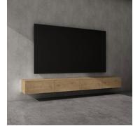 Sogood Meuble TV Bas 280 cm Armoire TV Marron Clair Table de Télévision Salon avec Portes Meuble TV Suspendu MBTV02