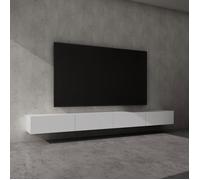 Sogood Meuble TV Bas 320 cm Armoire TV Blanc Mat Table de Télévision Salon avec Portes Meuble TV Suspendu MBTV02