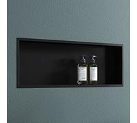 Sogood Niche de Douche à Carreler Noir 30x90cm Étagère Murale à Encastrer en Acier Inoxydable