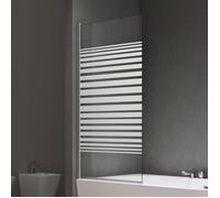 doporro Paroi de Baignoire 80x140 cm Pare Baignoire 1 Volet Verre Trempé Transparent avec Bandes Opaques Montage Réversible Cortona201MS