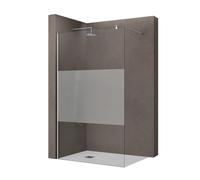Sogood Paroi de douche à l'italienne 130 cm avec bande opaque pare-douche Bremen1MS 130x200 verre de sécurité stabilisateur rond