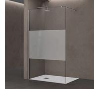 Sogood Paroi de douche à l'italienne 140cm avec bande opaque pare-douche Bremen1MS 140x200 verre de sécurité stabilisateur rectangulaire