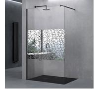 doporro Paroi de Douche à L'italienne 80cm Pare-douche avec Stabilisateur Rectangulaire Verre de Sécurité 10mm Revêtement NANO 80x200cm Design Bremen02BL