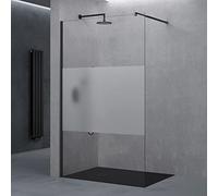 Sogood Paroi de Douche à L'italienne Transparent avec Bande Opaque 120cm Pare-Douche Verre de Sécurité 8mm Bremen01MS 120x200cm Profilé Noir Stabilisateur Rectangulaire