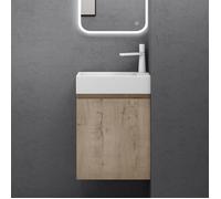 Sogood Petit Meuble de Salle de Bain Suspendu 46cm Chêne Clair Ensemble de 2 Pièces Meuble avec Lavabo Solid Surface Design Pisa02