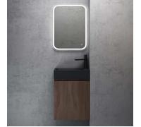 Sogood Petit Meuble de Salle de Bain Suspendu 46cm Chêne Ensemble de 2 Pièces Meuble avec Lavabo Design Pisa02