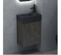 Sogood Petit Meuble de Salle de Bain Suspendu 46cm Gris-Brun Ensemble de 2 Pièces Meuble avec Lavabo Solid Surface Design Pisa02