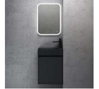 Sogood Petit Meuble de Salle de Bain Suspendu 46cm Gris Noir Mat Ensemble de 2 Pièces Meuble avec Lavabo Design Pisa02