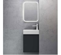 Sogood Petit Meuble de Salle de Bain Suspendu 46cm Gris Noir Mat Ensemble de 3 Pièces Meuble avec Lavabo et LED Miroir Design