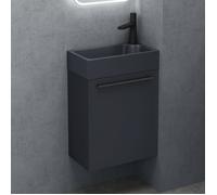 Sogood® Petit Meuble sous Vasque Anthracite Mat et Vasque Gris Noir Mat 46cm Ensemble de 2 Pièces avec Lavabo Design Pisa