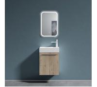 Sogood Petit Meuble Sous Vasque Chêne blanc clair et Vasque 46cm Ensemble de 2 Pièces de Meuble de Salle de Bain Design Pisa