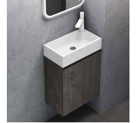 Sogood Petit Meuble Sous Vasque Gris-brun et Vasque 46cm Ensemble de 2 Pièces de Meuble de Salle de Bain Design Pisa02