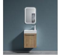 Sogood Petit Meuble Sous Vasque Marron clair et Vasque 46cm Ensemble de 2 Pièces de Meuble de Salle de Bain Design Pisa