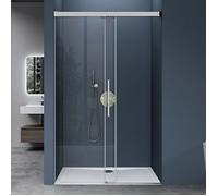 Sogood Porte de Douche Coulissante 100x195cm pour Niche 100cm Transparente Verre de Sécurité avec Revêtement Anti-calaire Teramo12