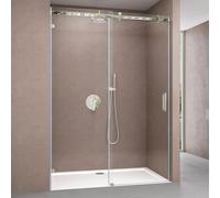 Sogood Porte de Douche Transparent pour Niche 110cm Paroi de Douche avec Porte Coulissante Teramo4-2 en Verre de Sécurité Anticalcaire 110x195cm