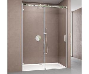 Sogood Porte de Douche Transparent pour Niche 130cm Paroi de Douche avec Porte Coulissante Teramo4-2 en Verre de Sécurité Anticalcaire 130x195cm