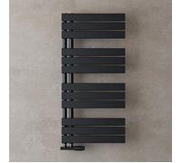 Sogood Radiateur de Salle de Bain Sèche-Serviette 104x50cm Radiateur à Eau Chaude ou Électrique Gris Noir Sèche-Serviettes Design