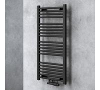 Sogood Radiateur de Salle de Bain Sèche-Serviette 120x50cm Radiateur Tubulaire Vertical Chauffage à Eau Chaude Gris-Noir