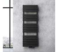 Sogood Radiateur de Salle de Bain Sèche-Serviette 140x50cm Radiateur à Eau Chaude Vertical Gris-Noir Sèche-serviettes de Salle de Bains