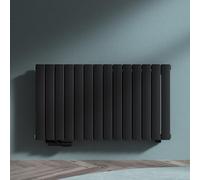 Sogood Radiateur de Salle de Bains Chauffage Central 60x108cm Radiateur à Eau Chaude Panneau Double Couches Horizontal Noir-Gris 1189W