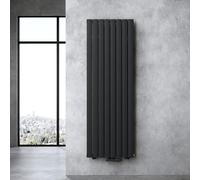 Sogood Radiateur pour Chauffage Central 180x61cm Radiateur à Eau Chaude Panneau Double Couches Vertical Noir-Gris