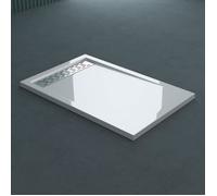 doporro Receveur de Douche Blanc Bac à Douche Extra Plat Rectangulaire en Acrylique 90x140x5cm + Bonde AL01 Design Xetro04