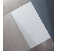 doporro Receveur de Douche Bac à Douche Ultra Plat en Solid Surface Blanc Mat Geoma07 90x160x3 cm