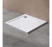 Sogood Receveur de Douche Ultra Plat 4cm Bac à Douche Anti-glisse Acrylique Blanc 80x80x4cm Design Lucia01 avec Bonde AL02